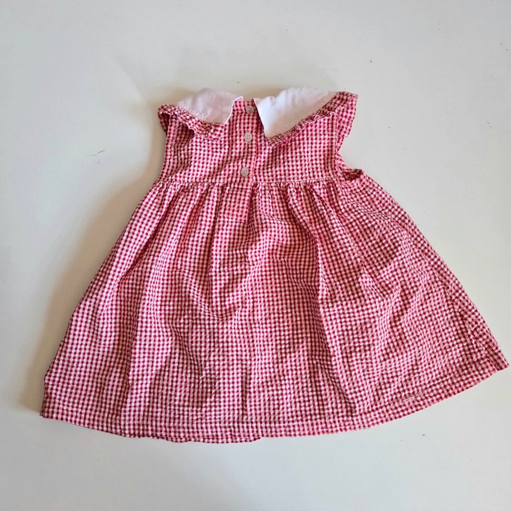 Vintage Toddler Girls  No Kidding Red Gingham Flower Applique Dress 3T - Picture 2 of 8